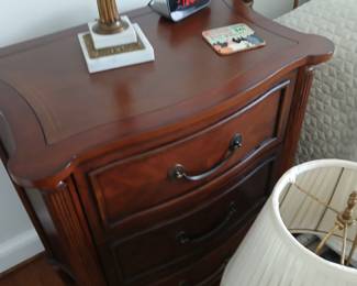 two mahogany bed side cabinets