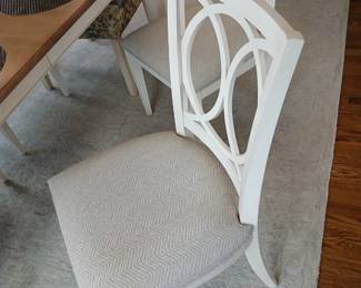 Ethan Allen, Avery, Mushroom w/glaze, 4) painted dining chairs, table