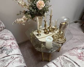 . . . dome clock and brass candle holders