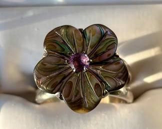 Floral Abilene sterling silver with amethyst stone ring