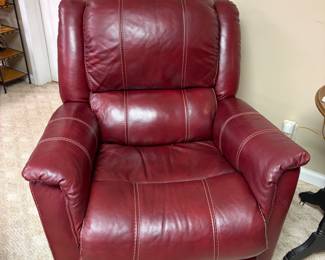 Beautiful red leather recliner $250