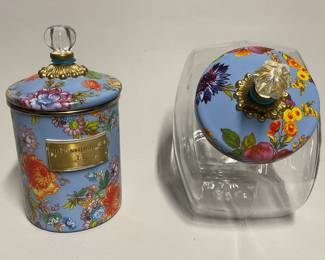 Mackenzie Childs Flower Enamel Canister And Cookie Jar