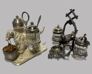 Two Victorian Silver Plated Salt And Pepper Stands