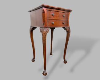 Chippendale Style 2-Drawer Side Table, C. 1920