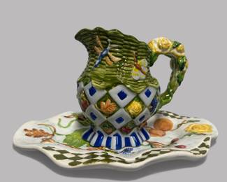 The Zrike Company Handpainted Ceramic Pitcher And Platter (2)
