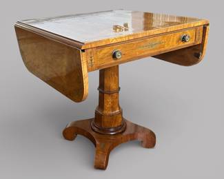 Empire Style Drop Leaf Pedestal Table, Late 19th/20th Century