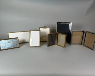 Antique Picture Frames: Two Brass Double Frames, Four Gilt Metal Single Frames, One Lunt Silver Plate (6)