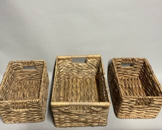 Group Of Rectangular Wicker Baskets (3)