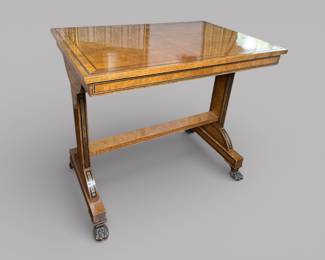 Empire Style Burlwood, Ebony And Brass Inlaid Writing Table