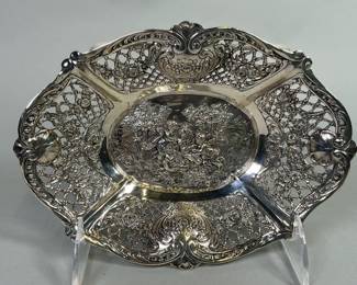 German .800 Silver Pierced Dish, 19th Century
