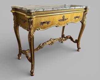 Rococo Style Giltwood And Marble Top Console Table