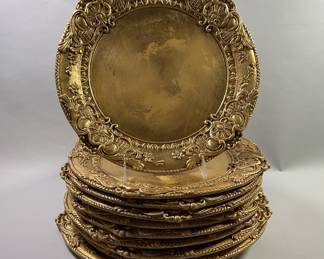 Ten Ralph Lauren Avalon 1997 Gold Painted Charger Plates (10)