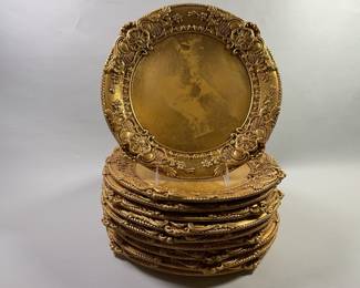 Ten Ralph Lauren Avalon 1997 Gold Painted Charger Plates (10)