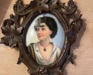 Portrait on porcelain - frame broken at right, but painting is perfect