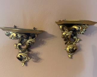 Gilt wood wall sconces