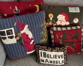 Needle point Christmas pillows