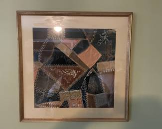 Framed crazy quilt piece.  Very lovely
