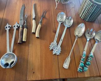 Bone handles carving sets, great serving pieces