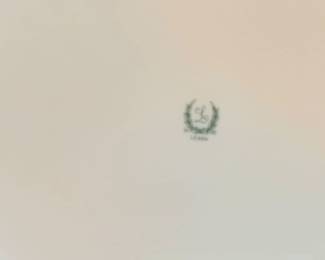 Lennox 1906-1930 (green mark) chargers with thick gold border in the pattern “The Colonial” 