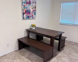 Bench style dining table