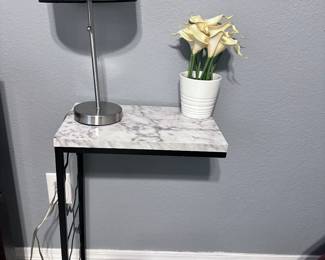 Marble nightstand & lamp