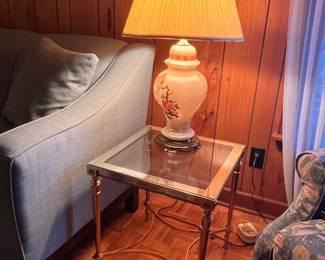 BRASS AND GLASS SIDE TABLE