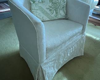WHITE DAMASK ACCENT CHAIR