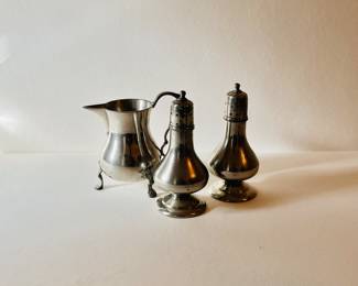 STEIFF PEWTER CREAMER, SALT AND PEPPER