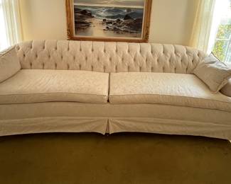 WHITE DAMASK UPHOLSTERED COUCH