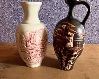 ASIAN VASE AND EWER