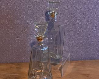 MID CENTURY CRYSTAL LIQUOR DECANTERS
