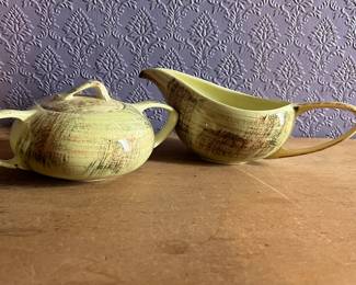 MID CENTURY VERNON WARE CREAMER AND SUGAR