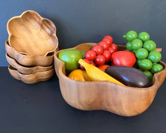 TEAK WOOD FRUIT BOWL SET
