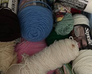Variety of vintage yarn , fabric, craft items