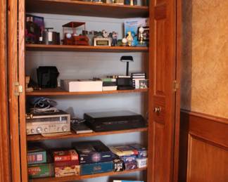 Sanyo Receiver, Sony Turn Table, Trophies, Board Games, Poker, Puzzles, Trivia, Pit, Kings Corner, Scrabble, & More Cassettes, CDs, DVDs, Records, Golf, Office & Children's Items