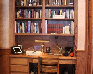 Desk, Typewriters, Books Trophies Moe