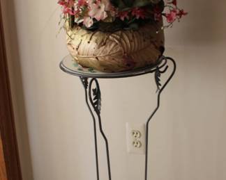 Tiled Stand and Floral Arrangement