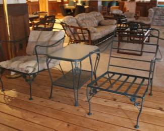 Patio Furniture Chairs and Glass Top Side Table