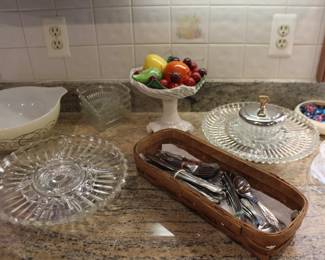 Pyrex Bowl, Lazy Susans, Silverware