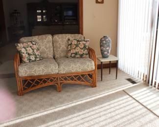 Rattan Love Seat in Sun Room