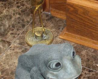 Frog Figure Brass Crane
