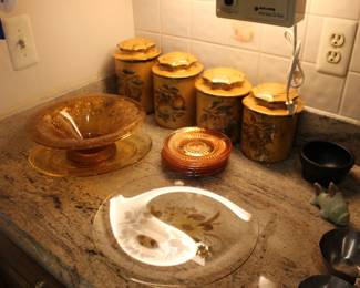 Imperial Marigold Paltes, Canister Set, Vitnage Dishes