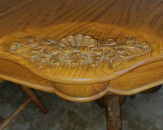 Carved dining table with 6 chairs