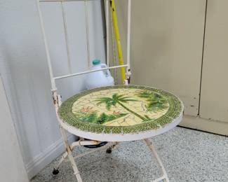 Folding metal and tile chair