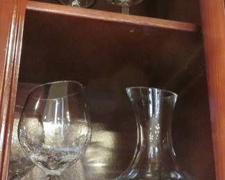 Wine Enthusiast glasses, Pier 1 slant rim crackle wine glasses