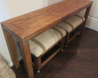 Drexel sofa table with stools