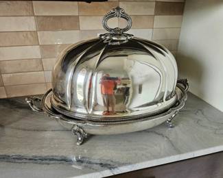 A beautiful 19th century Cloche (meat warming dish), HIGHLY sought after where this one, you put hot water in the bottom to keep meats warm.  Very large, excellent investment or for personal use!