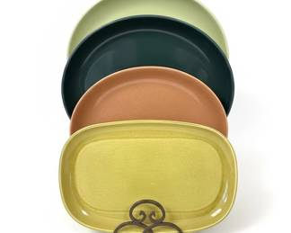 Set of Four Russel Wright Steubenville American Modern Serving Platters in Assorted Earth Tones 