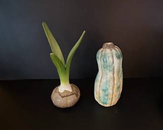 Vintage Ceramic Gourdand Ornithogalum Caudatum Pregnant Onion Bulb 
