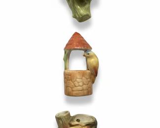 Vintage Czechoslovakia Ceramic Bird Wall Pockets Set 